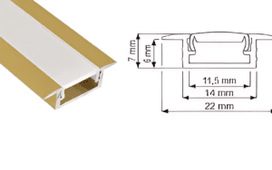 Profil Inline Mini XL Led 2mb, Kolor Złoty, Klosz mleczny , 1kpl