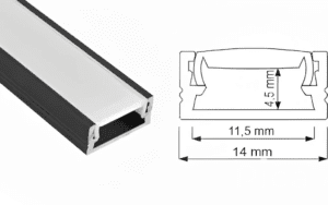 Profil Line Mini 2mb, Kolor Czarny, Klosz Mleczny wciskany, 1kpl