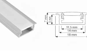Profil Inline Mini Led 2mb, Kolor Aluminium, Klosz mleczny wciskany , 1kpl