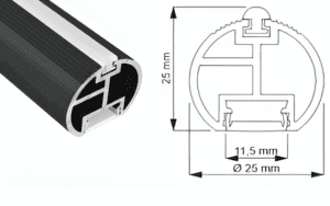 Profil RELING PLUS 2mb , Kolor Czarny , Klosz opal, 1kpl