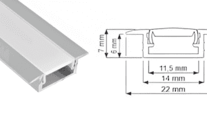 Profil Inline Mini XL Led 2mb, Kolor Aluminium, Klosz mleczny wciskany , 1kpl
