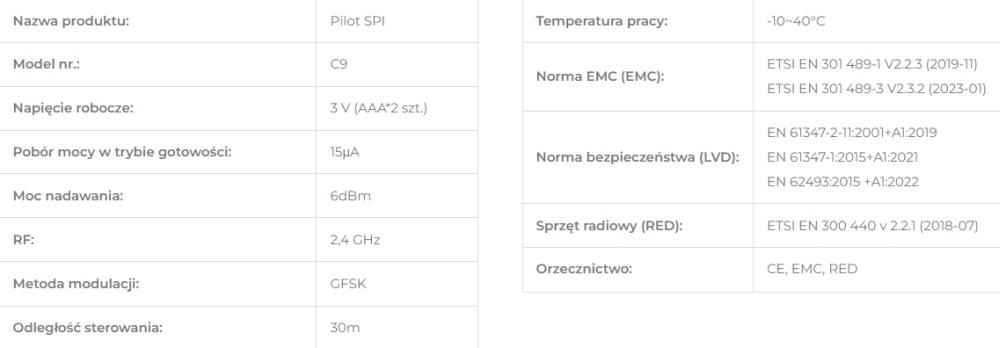 C9 Pilot SPI (2.4GHz) MiBoxer , 1 szt - obrazek 4